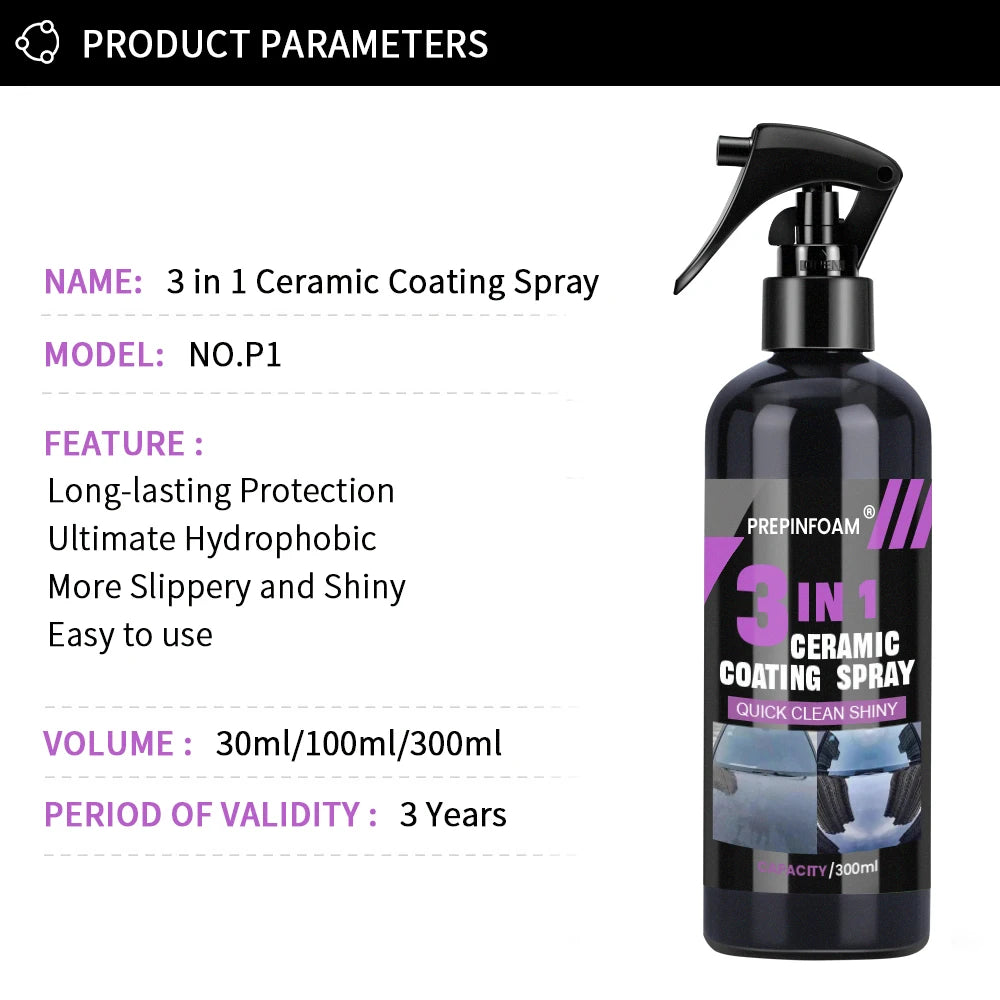 3 in 1 Car Ceramic Liquid Coating Spray